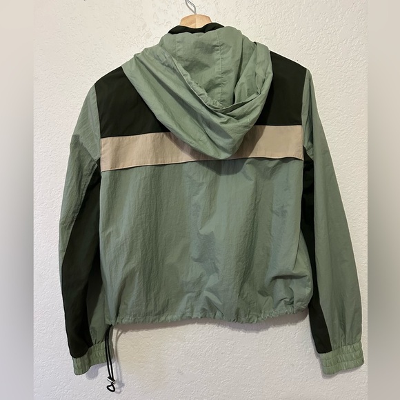 Veronica Beard Avery Half Zip Hooded Green and Cream Utility Jacket - Size Small - Picture 8 of 12